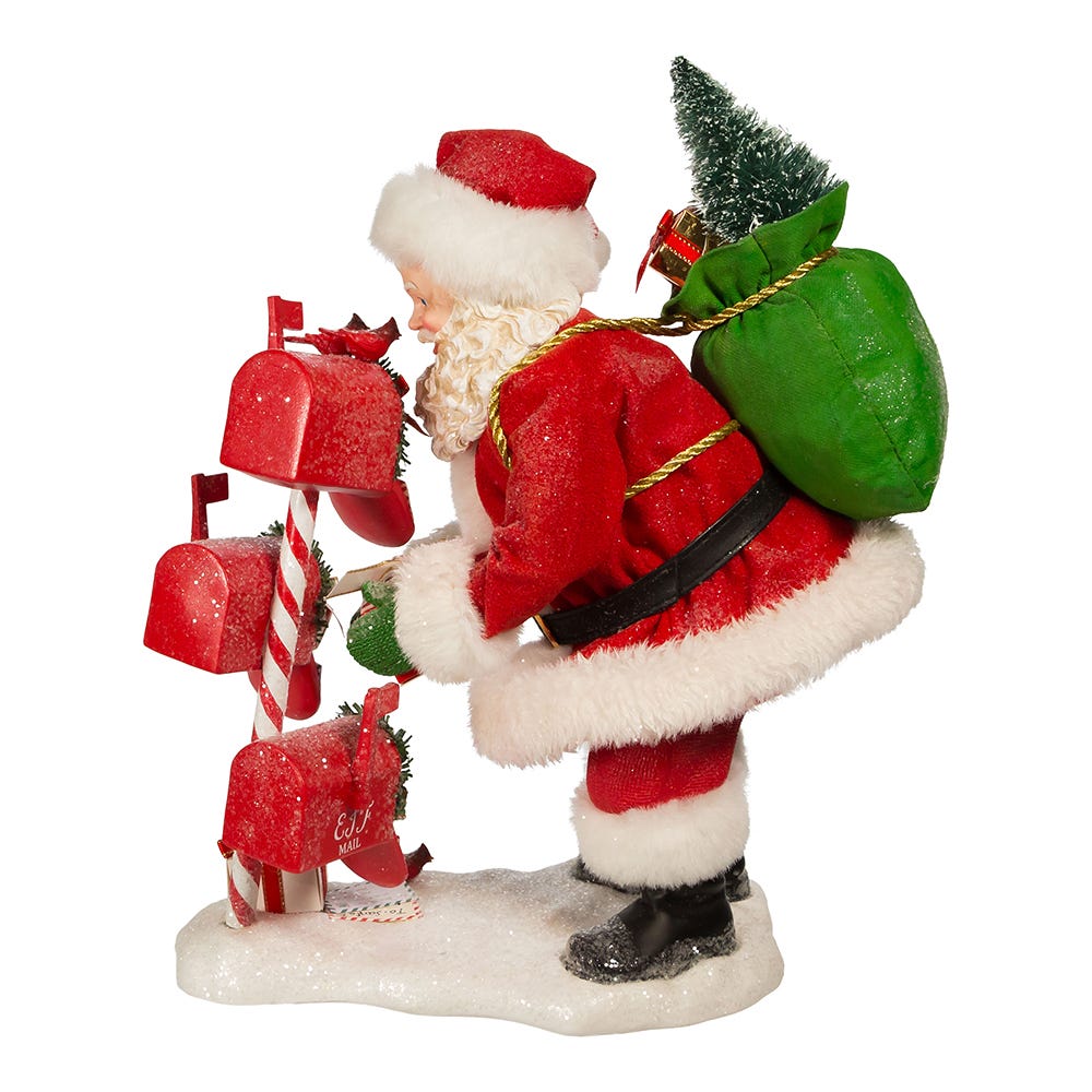 Kurt Adler 10.5-Inch Fabriché Santa Checking Mail